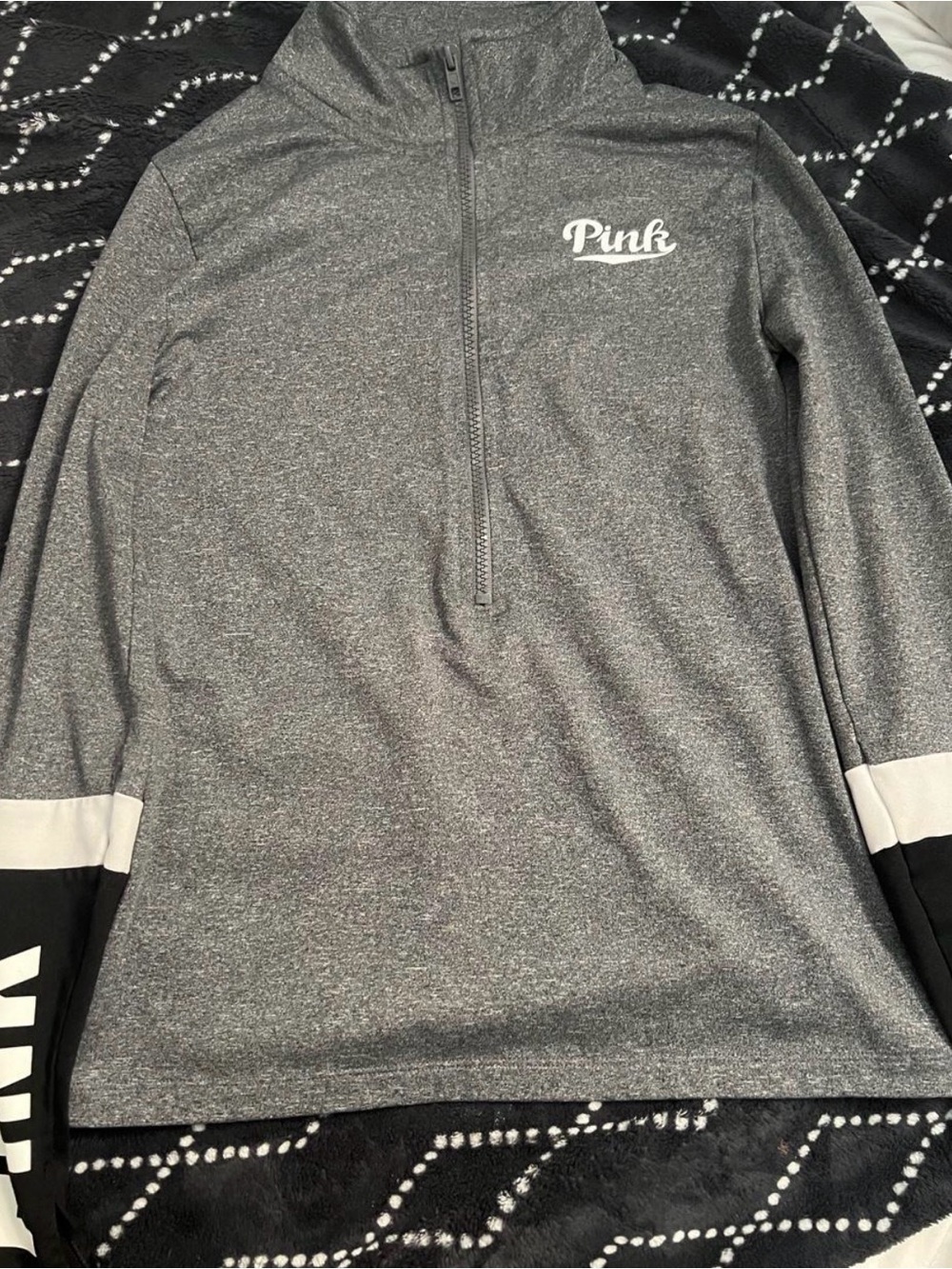 VS Pink grey half zip active hoodie